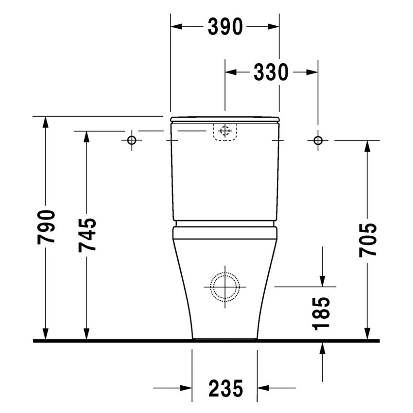 Immagine di Duravit DURASTYLE vaso monoblocco a pavimento a cacciata, per cassetta appoggiata non inclusa, senza sedile, fabbisogno di acqua di risciacquo 4,5 l, UWL classe 1, colore bianco 2156090000