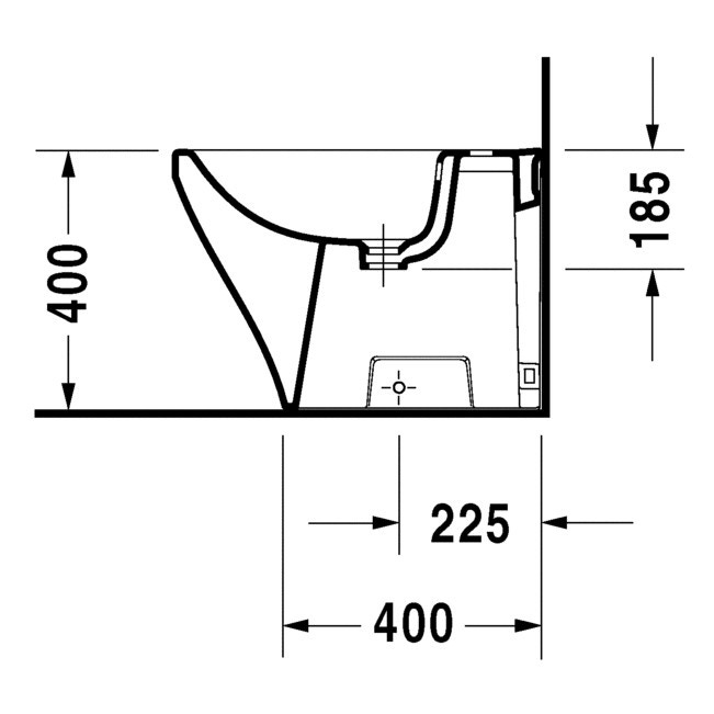 Immagine di Duravit DURASTYLE bidet a pavimento monoforo, a filo parete, con troppopieno e con bordo per rubinetteria, colore bianco 2284100000