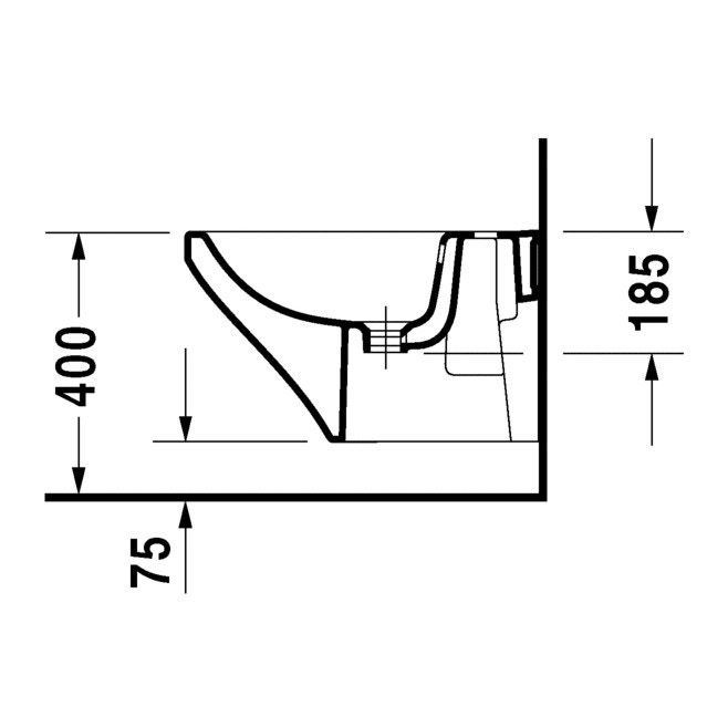 Immagine di Duravit DURASTYLE bidet sospeso monoforo, con troppopieno, con bordo per rubinetteria, colore bianco 2287150000
