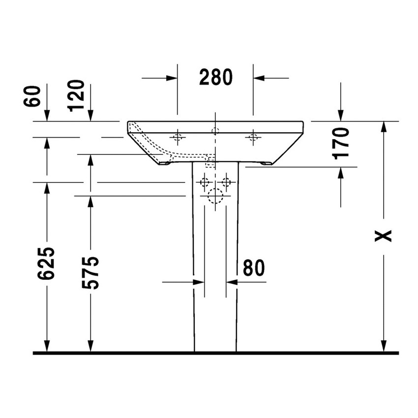 Immagine di Duravit DURASTYLE lavabo 65 cm monoforo, con troppopieno, con bordo per rubinetteria, lato inferiore smaltato, colore bianco 2319650000