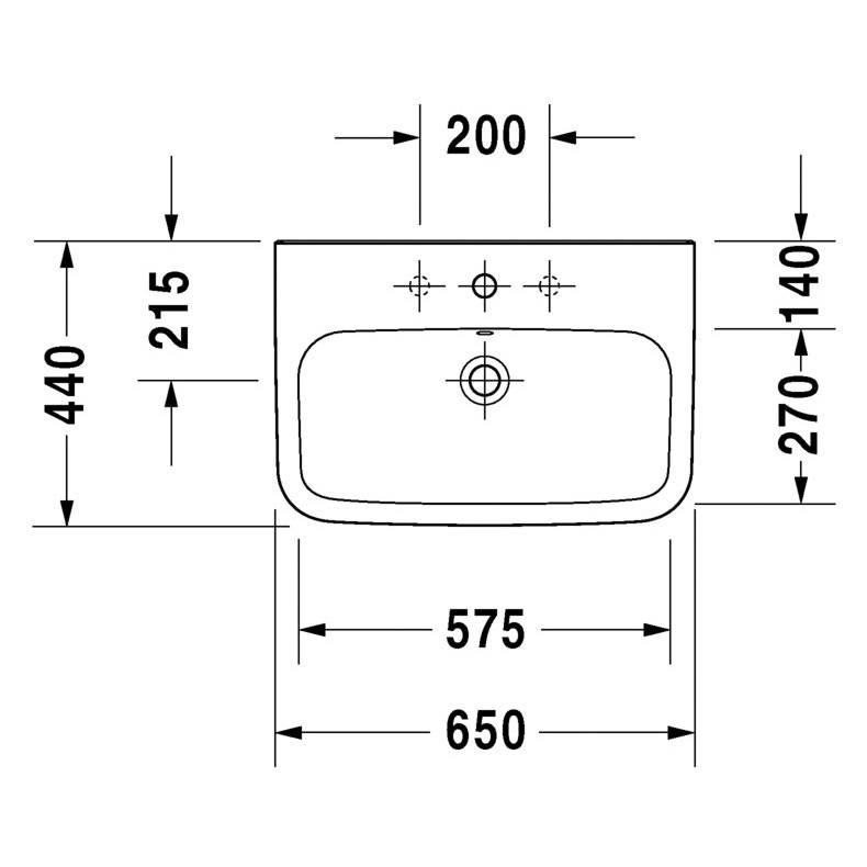 Immagine di Duravit DURASTYLE lavabo 65 cm monoforo, con troppopieno, con bordo per rubinetteria, lato inferiore smaltato, WonderGliss, colore bianco 23196500001