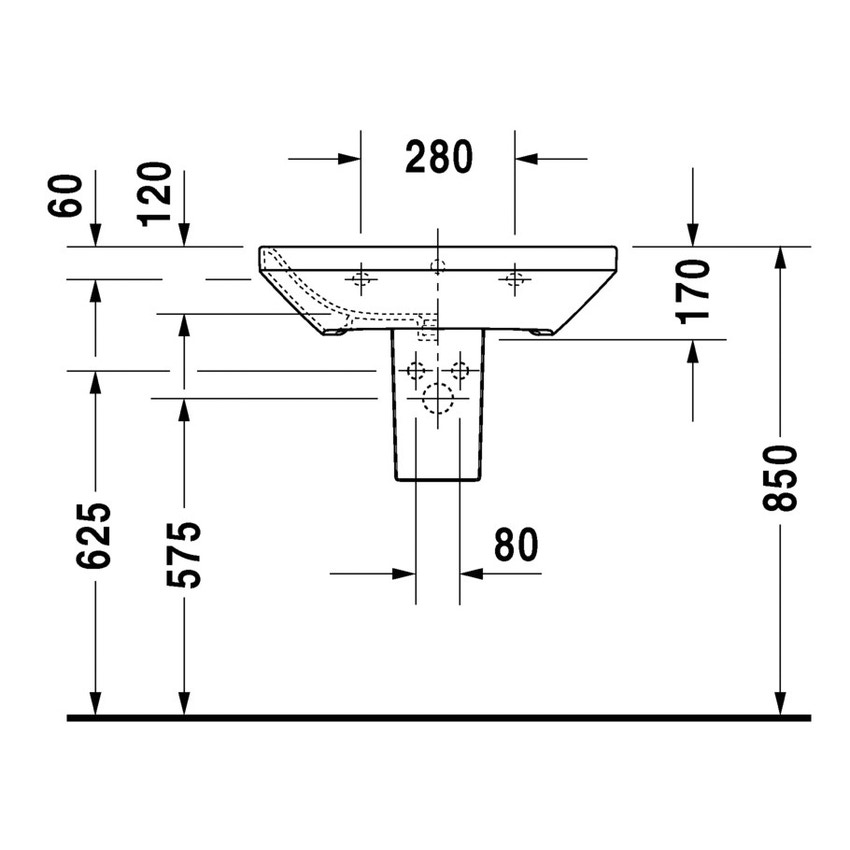 Immagine di Duravit DURASTYLE lavabo 65 cm monoforo, con troppopieno, con bordo per rubinetteria, lato inferiore smaltato, WonderGliss, colore bianco 23196500001