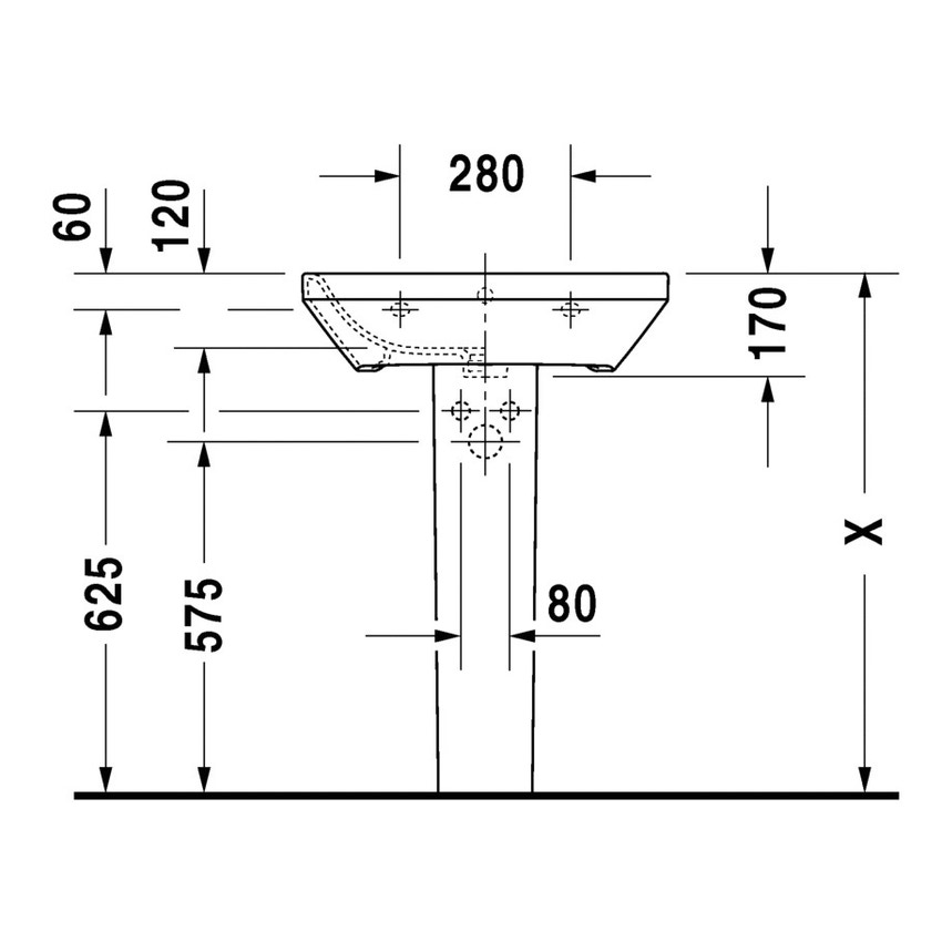 Immagine di Duravit DURASTYLE lavabo 60 cm monoforo, con troppopieno, con bordo per rubinetteria, lato inferiore smaltato, colore bianco 2319600000