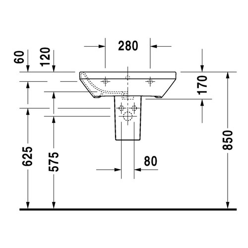 Immagine di Duravit DURASTYLE lavabo 60 cm monoforo, con troppopieno, con bordo per rubinetteria, lato inferiore smaltato, colore bianco 2319600000
