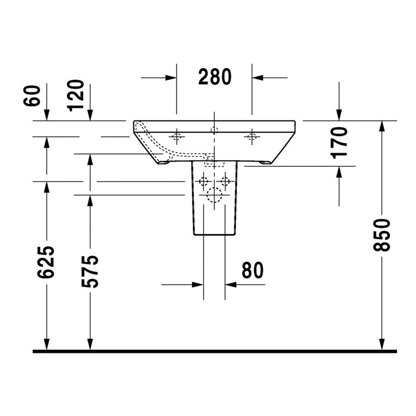 Immagine di Duravit DURASTYLE lavabo 60 cm monoforo, con troppopieno, con bordo per rubinetteria, lato inferiore smaltato, colore bianco 2319600000