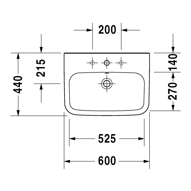 Immagine di Duravit DURASTYLE lavabo 60 cm monoforo, con troppopieno, con bordo per rubinetteria, lato inferiore smaltato, WonderGliss, colore bianco 23196000001