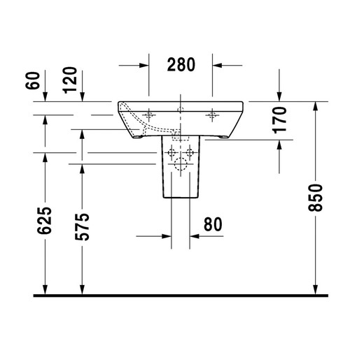 Immagine di Duravit DURASTYLE lavabo 55 cm monoforo, con troppopieno, con bordo per rubinetteria, lato inferiore smaltato, WonderGliss, colore bianco 23195500001