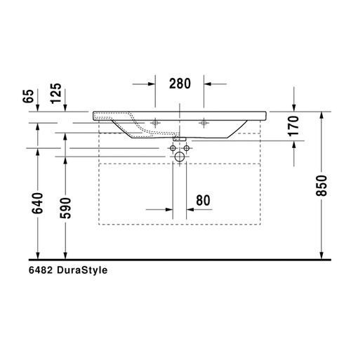 Immagine di Duravit DURASTYLE lavabo consolle 100 cm monoforo, con troppopieno e con bordo per rubinetteria, lato inferiore smaltato, WonderGliss, colore bianco 23201000001