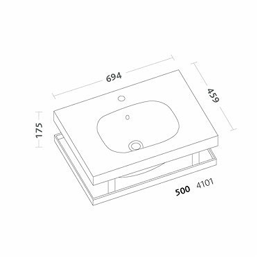 Immagine di Pozzi Ginori 500 composizione lavabo rettangolare 70; barra portasciugamani in ottone cromato. 4101000