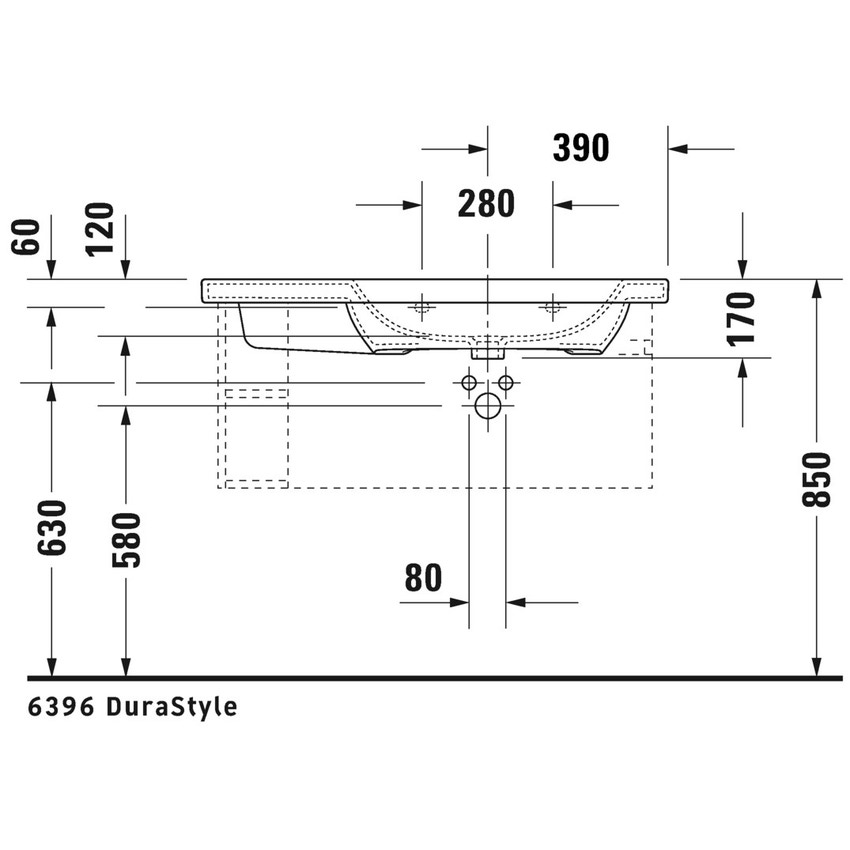 Immagine di Duravit DURASTYLE lavabo consolle asimmetrico 100 cm monoforo, con bacino a destra, con troppopieno e bordo per rubinetteria, WonderGliss, colore bianco 23261000001