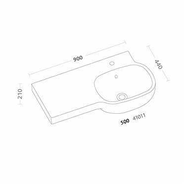 Immagine di Pozzi Ginori 500 lavabo asimmetrico 90 sinistro, bianco 41011000