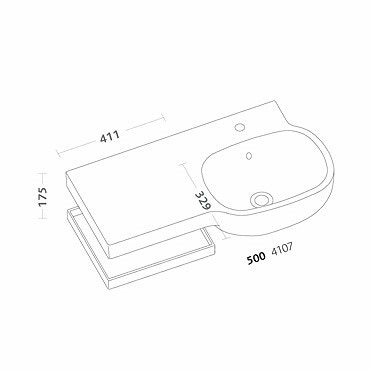Immagine di Pozzi Ginori 500 composizione lavabo asimmetrico 90 sinistro; barra portasciugamani in ottone cromato. 4107000