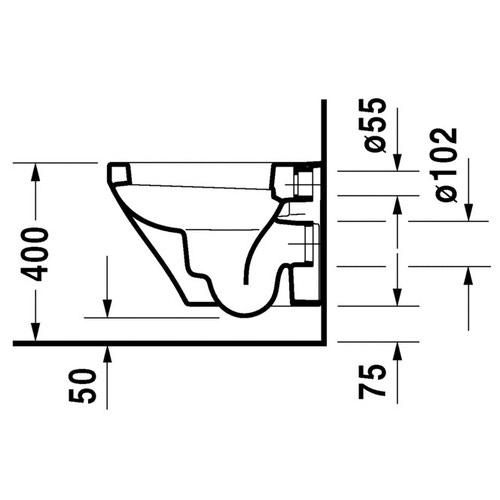 Immagine di Duravit DURASTYLE vaso sospeso Compact a cacciata, senza sedile, fabbisogno di acqua di risciacquo 4,5 l, UWL classe 1, colore bianco 2539090000