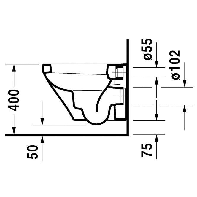 Immagine di Duravit DURASTYLE vaso sospeso Compact a cacciata, senza sedile, fabbisogno di acqua di risciacquo 4,5 l, UWL classe 1, colore bianco 2539090000