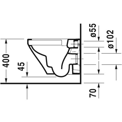 Immagine di Duravit DURASTYLE vaso sospeso Compact Rimless® a cacciata, senza brida, senza sedile, fabbisogno di acqua di risciacquo 4,5 l, UWL classe 1, HygieneGlaze, colore bianco 2571092000