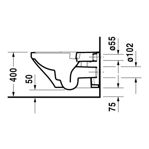 Immagine di Duravit DURASTYLE vaso sospeso Rimless® a cacciata, senza brida e senza sedile, fabbisogno di acqua di risciacquo 4,5 l, UWL classe 1, colore bianco 2542090000