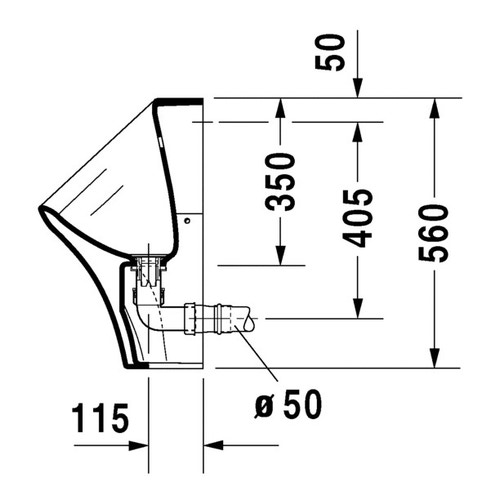 Immagine di Duravit DURASTYLE orinatoio entrata posteriore nascosta, senza brida, senza mosca, HygieneGlaze, colore bianco 2806302000