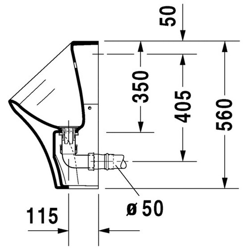 Immagine di Duravit DURASTYLE orinatoio entrata posteriore nascosta, senza brida, con mosca, HygieneGlaze, colore bianco 2806302007