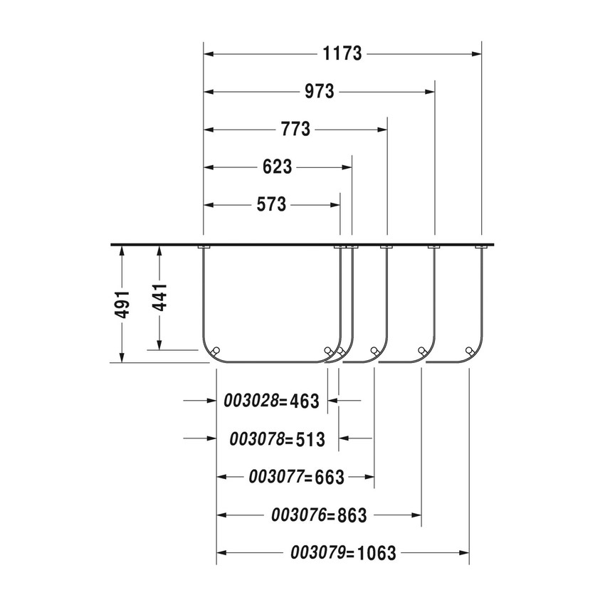 Immagine di Duravit HAPPY D.2 sostegno metallico regolabile in altezza, per lavabo consolle 120 cm, finitura cromo 0030791000