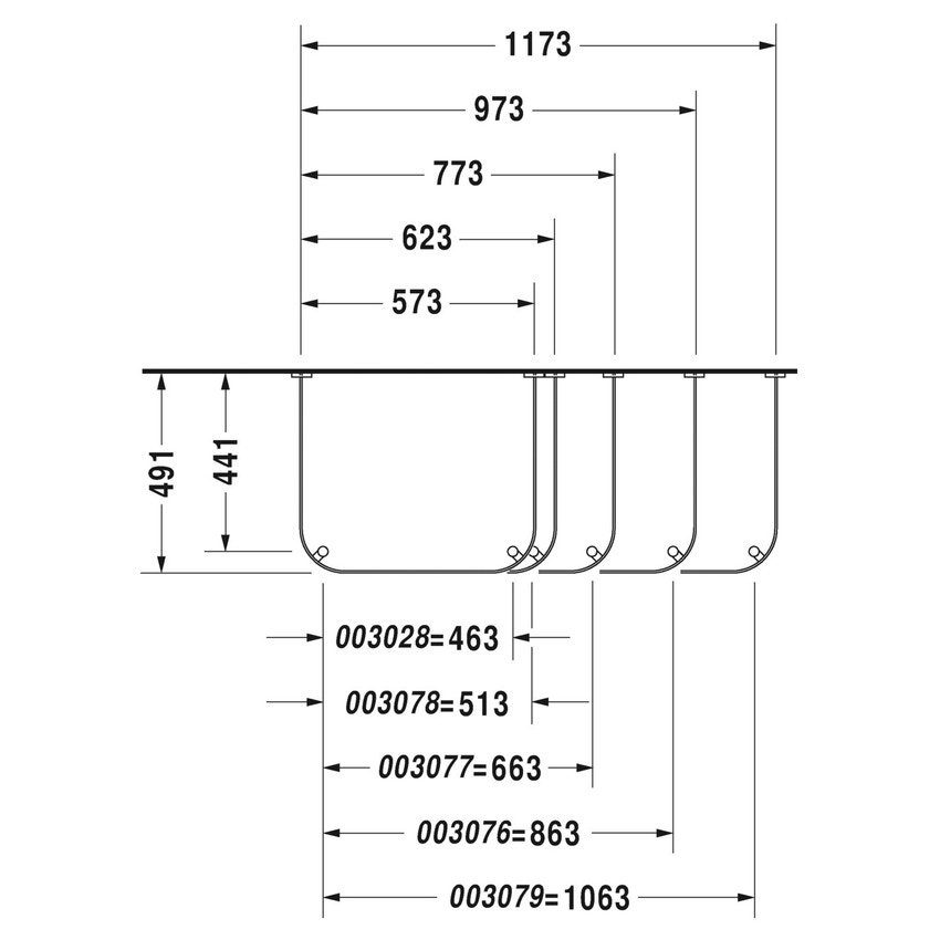 Immagine di Duravit HAPPY D.2 sostegno metallico regolabile in altezza, per lavabo consolle 80 cm, finitura cromo 0030771000