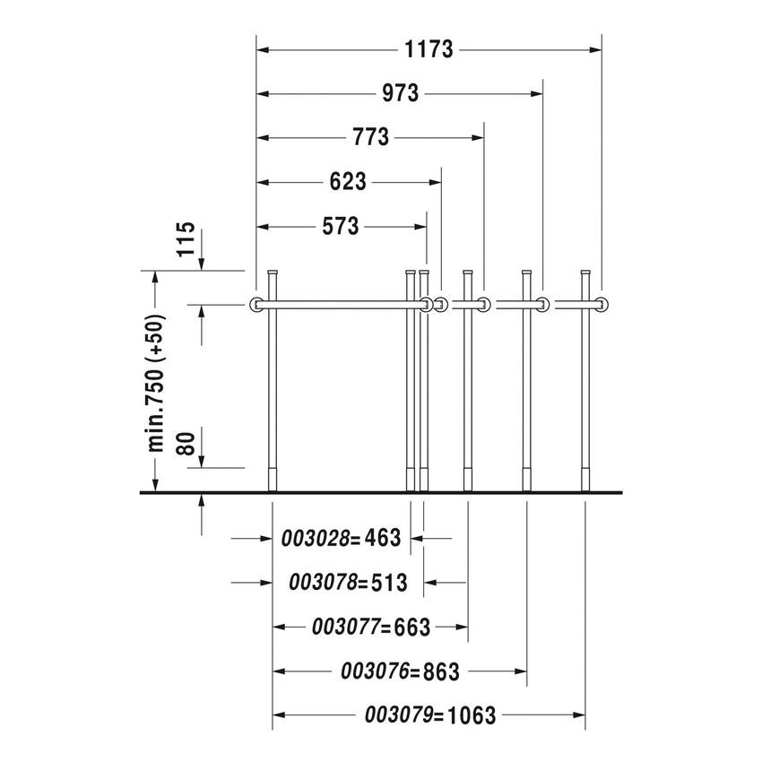 Immagine di Duravit HAPPY D.2 sostegno metallico regolabile in altezza, per lavabo consolle 65 cm, finitura cromo 0030781000