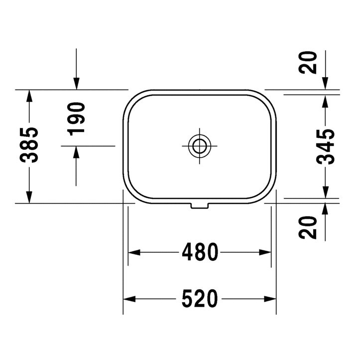 Immagine di Duravit HAPPY D.2 lavabo da incasso sottopiano 48 cm, senza foro, con troppopieno, colore bianco 0457480000