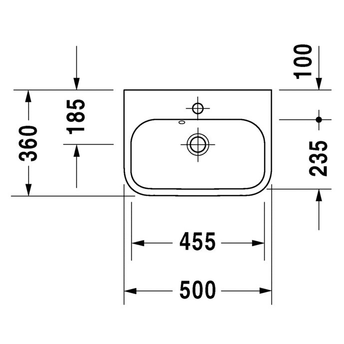 Immagine di Duravit HAPPY D.2 lavamani 50 cm, monoforo con troppopieno, colore bianco 0710500000