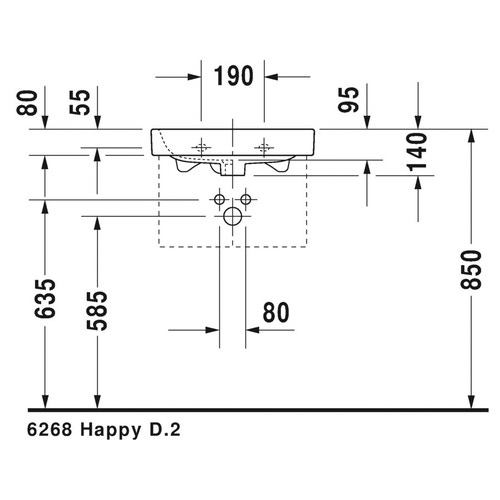 Immagine di Duravit HAPPY D.2 lavamani 50 cm, monoforo con troppopieno, colore bianco 0710500000