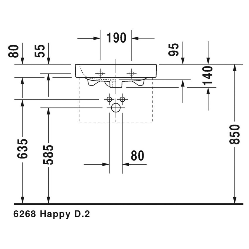 Immagine di Duravit HAPPY D.2 lavamani 50 cm, monoforo con troppopieno, colore bianco 0710500000