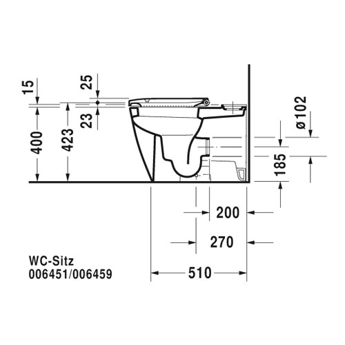 Immagine di Duravit HAPPY D.2 vaso monoblocco a pavimento a cacciata, per cassetta appoggiata non inclusa, senza sedile, fabbisogno di acqua di risciacquo 4,5 l, UWL classe 1, colore bianco 2134090000