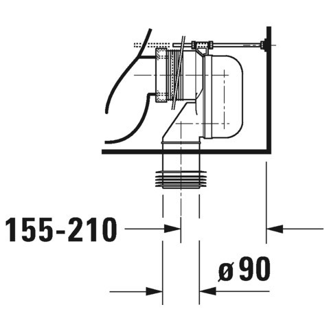 Immagine di Duravit HAPPY D.2 vaso monoblocco a pavimento a cacciata, per cassetta appoggiata non inclusa, senza sedile, fabbisogno di acqua di risciacquo 4,5 l, UWL classe 1, colore bianco 2134090000