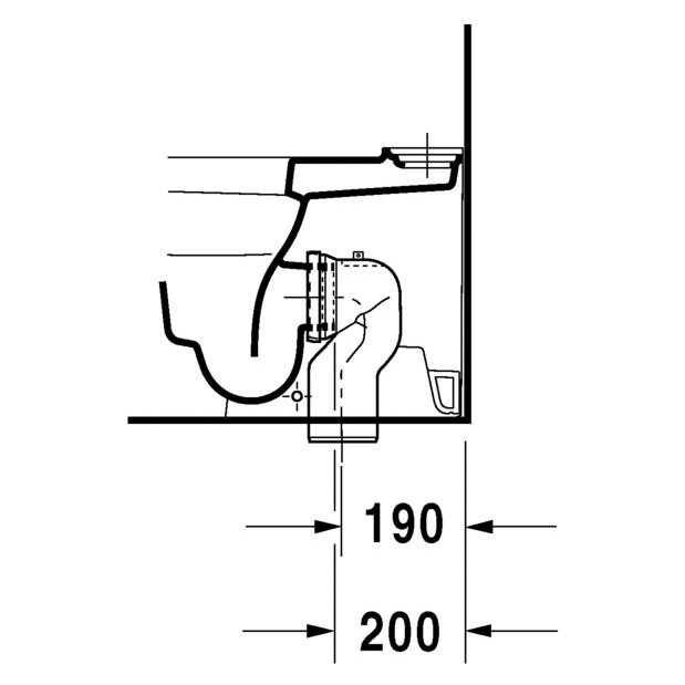 Immagine di Duravit HAPPY D.2 vaso monoblocco a pavimento a cacciata, per cassetta appoggiata non inclusa, senza sedile, fabbisogno di acqua di risciacquo 4,5 l, UWL classe 1, colore bianco 2134090000