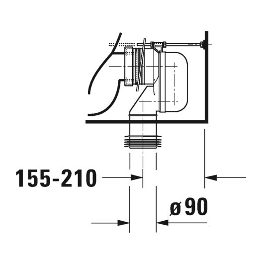 Immagine di Duravit HAPPY D.2 vaso monoblocco a pavimento a cacciata, per cassetta appoggiata non inclusa, senza sedile, fabbisogno di acqua di risciacquo 4,5 l, UWL classe 1, HygieneGlaze, colore bianco 2134092000