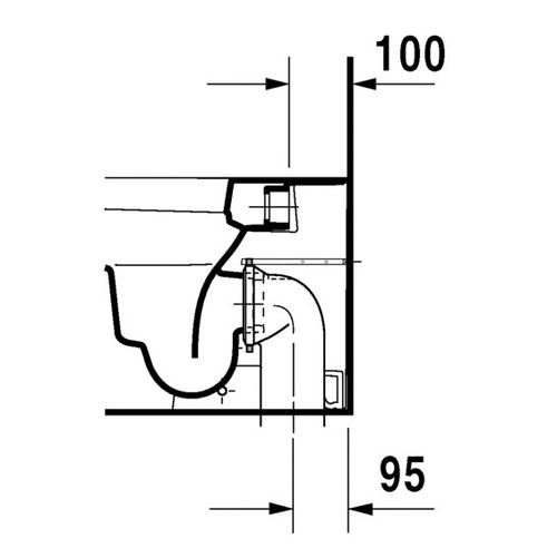 Immagine di Duravit HAPPY D.2 vaso a pavimento a cacciata, a filo parete, per cassetta a incasso o esterna non inclusa, senza sedile, con scarico orizzontale, fabbisogno di acqua di risciacquo 4,5 l, UWL classe 1, colore bianco 2159090000