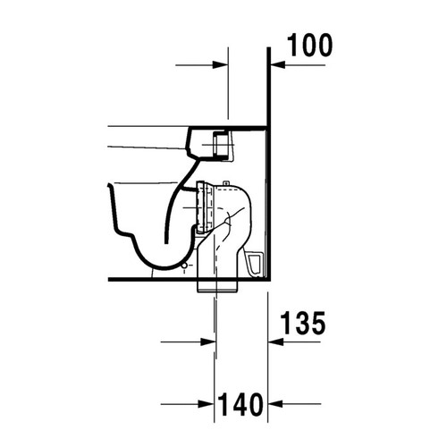 Immagine di Duravit HAPPY D.2 vaso a pavimento a cacciata, a filo parete, per cassetta a incasso o esterna non inclusa, senza sedile, con scarico orizzontale, fabbisogno di acqua di risciacquo 4,5 l, UWL classe 1, colore bianco 2159090000