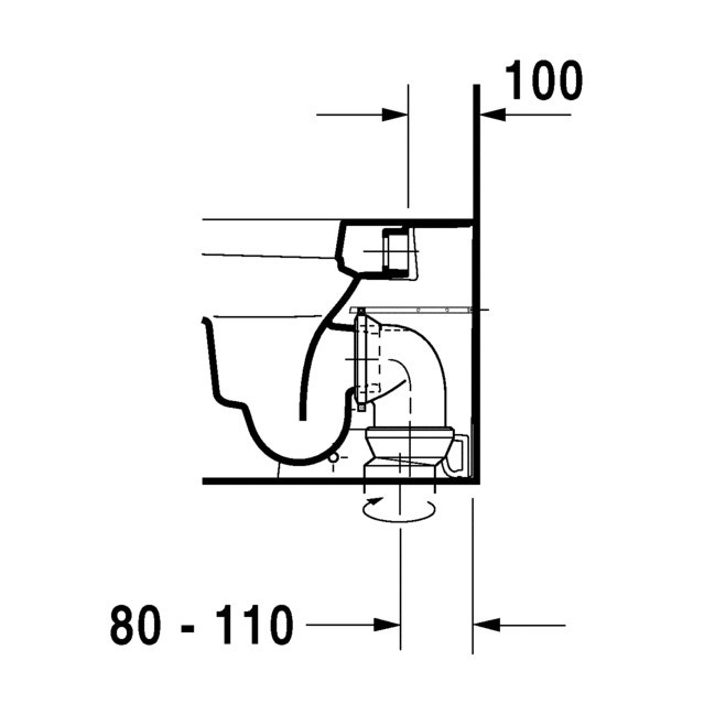 Immagine di Duravit HAPPY D.2 vaso a pavimento a cacciata, a filo parete, per cassetta a incasso o esterna non inclusa, senza sedile, con scarico orizzontale, fabbisogno di acqua di risciacquo 4,5 l, UWL classe 1, WonderGliss, colore bianco 21590900001