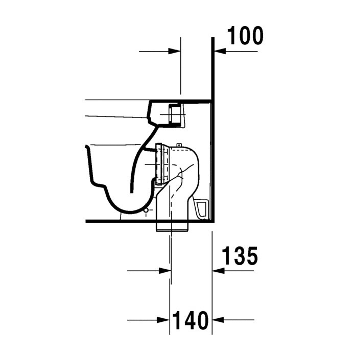 Immagine di Duravit HAPPY D.2 vaso a pavimento a cacciata, a filo parete, per cassetta a incasso o esterna non inclusa, senza sedile, con scarico orizzontale, fabbisogno di acqua di risciacquo 4,5 l, UWL classe 1, WonderGliss, colore bianco 21590900001