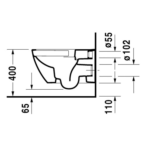 Immagine di Duravit HAPPY D.2 vaso sospeso Rimless®, a cacciata, senza brida e senza sedile, fabbisogno di acqua di risciacquo 4,5 l, UWL classe 1, HygieneGlaze, colore bianco 2222092000