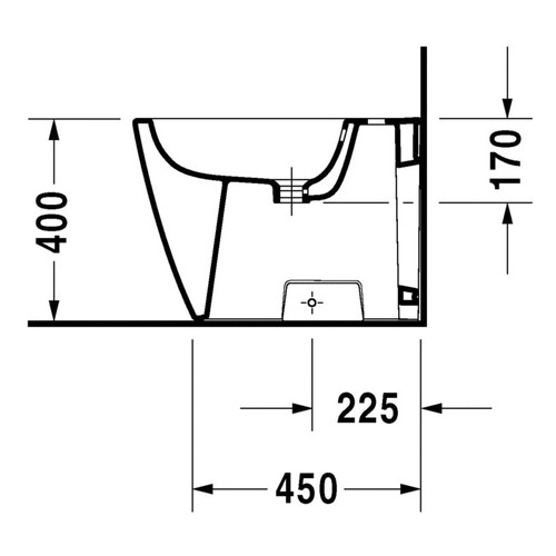 Immagine di Duravit HAPPY D.2 bidet a pavimento monoforo, a filo parete, con troppopieno, colore bianco 2267100000