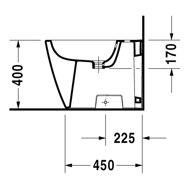 Immagine di Duravit HAPPY D.2 bidet a pavimento monoforo, a filo parete, con troppopieno, colore bianco 2267100000