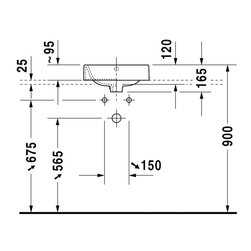 Immagine di Duravit HAPPY D.2 bacinella da appoggio soprapiano 40 cm, senza foro, con rettifica e troppopieno, WonderGliss, colore bianco 23144000001