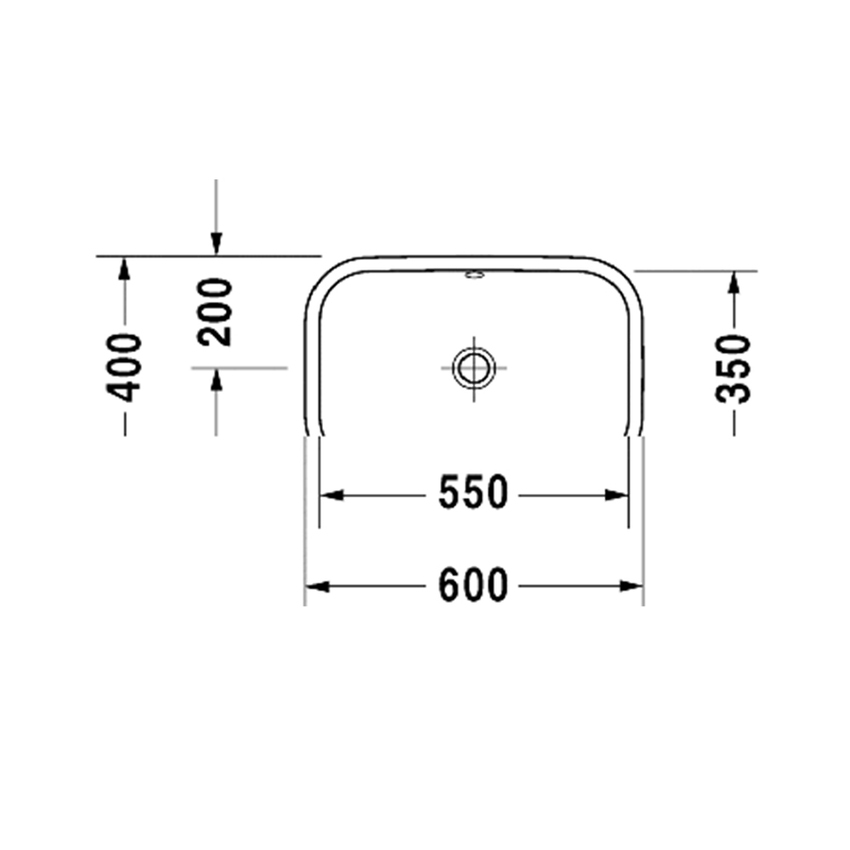 Immagine di Duravit HAPPY D.2 bacinella da appoggio soprapiano 60 cm, senza foro, con rettifica e con troppopieno, colore bianco 2314600000