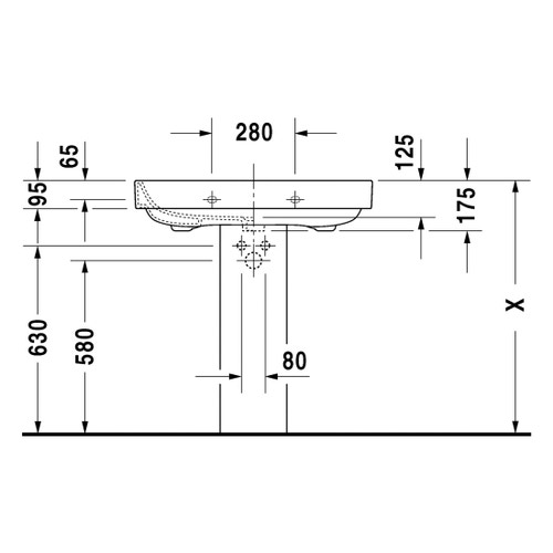 Immagine di Duravit HAPPY D.2 lavabo 80 cm monoforo, con troppopieno, WonderGliss, colore bianco 23168000001