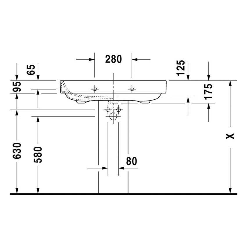 Immagine di Duravit HAPPY D.2 lavabo 80 cm monoforo, con troppopieno, WonderGliss, colore bianco 23168000001