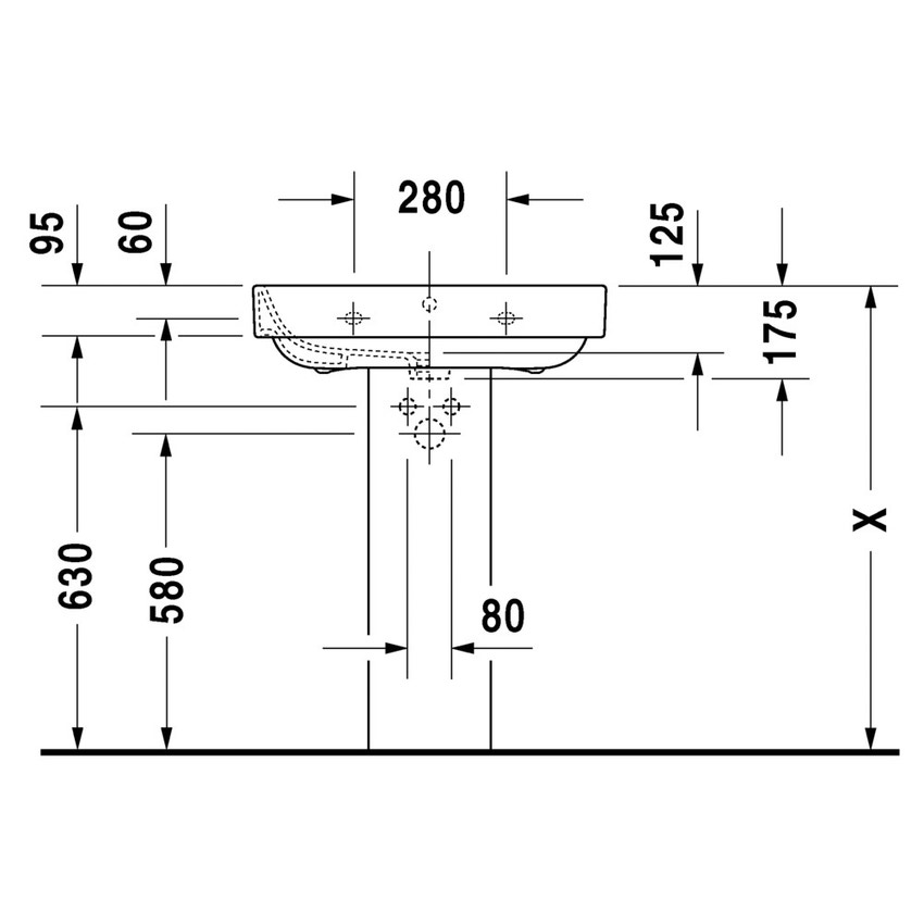 Immagine di Duravit HAPPY D.2 lavabo 65 cm monoforo, con troppopieno, WonderGliss, colore bianco 23166500001