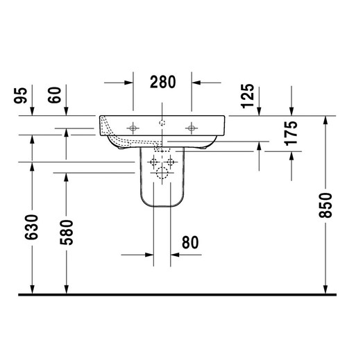Immagine di Duravit HAPPY D.2 lavabo 60 cm monoforo, con troppopieno, WonderGliss, colore bianco 23166000001