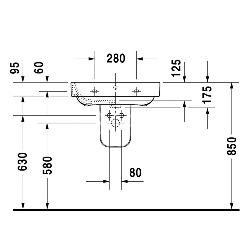 Immagine di Duravit HAPPY D.2 lavabo 60 cm monoforo, con troppopieno, WonderGliss, colore bianco 23166000001