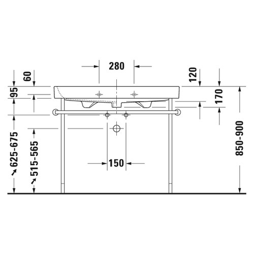 Immagine di Duravit HAPPY D.2 lavabo consolle 100 cm, monoforo, con troppopieno, colore bianco 2318100000