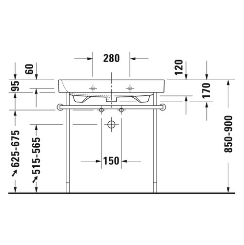 Immagine di Duravit HAPPY D.2 lavabo consolle 80 cm, monoforo, con troppopieno, WonderGliss, colore bianco 23188000001