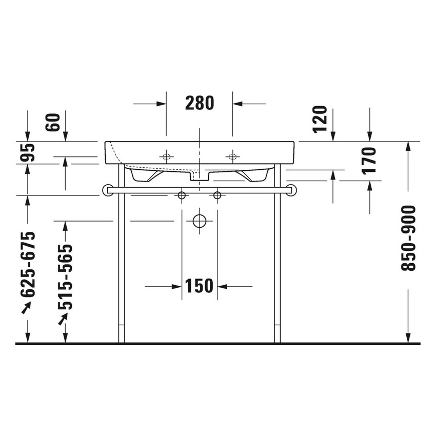 Immagine di Duravit HAPPY D.2 lavabo consolle 80 cm, monoforo, con troppopieno, WonderGliss, colore bianco 23188000001